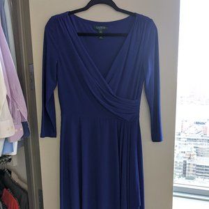 Ralph Lauren Blue/Purple Wrap Style Formal Dress
